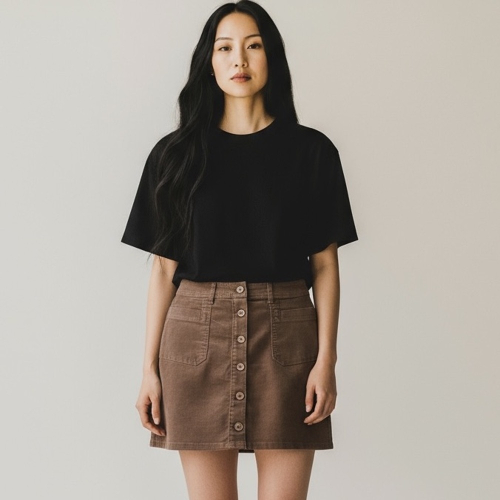 PrAna Organic Cotton Button Front Mini Skirt​